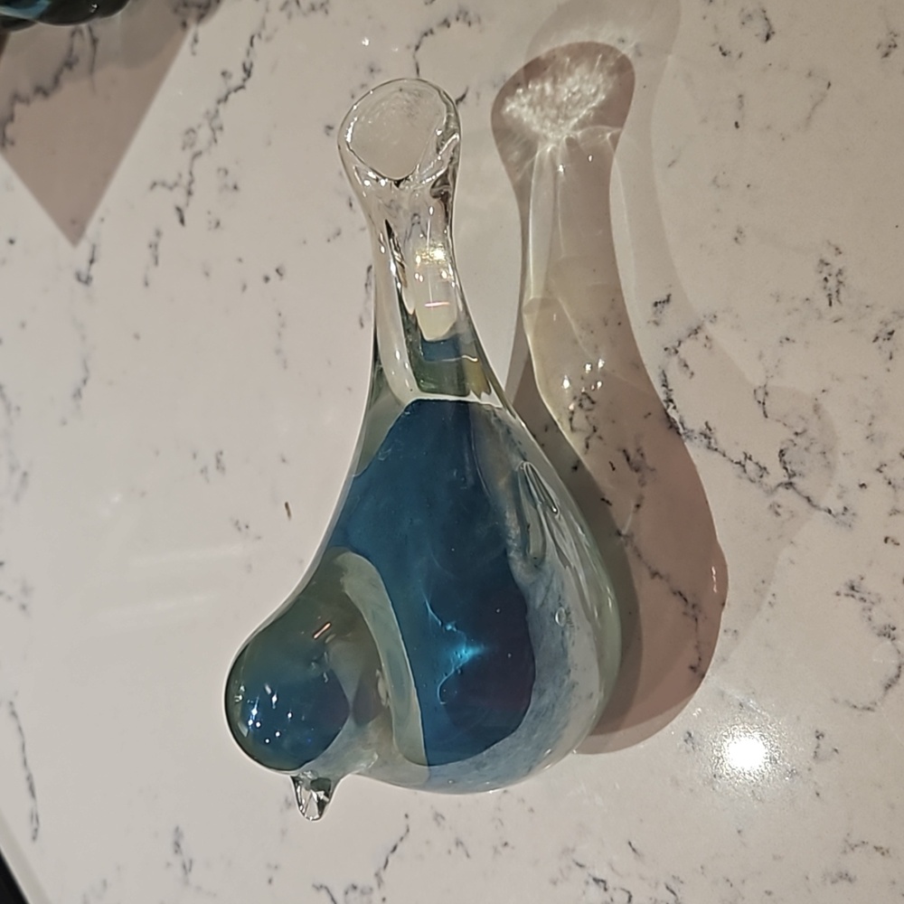 Blue and White Glass Bird